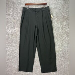 A New Day Pants Womens 12 Black High Rise Pleated Trousers Wide Leg Office Work